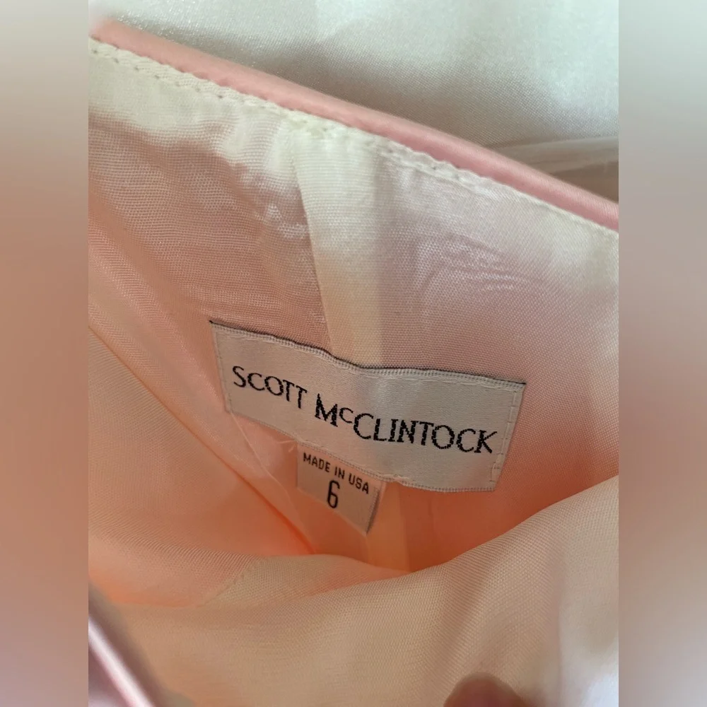 Vintage Scott McClintock Peach & Cream w/ Rhinestone Sweetheart Ball Gown Size 6 - Picture 3 of 4